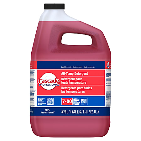 Cascade Professional All-Temperature Rinse Aid Detergent, Closed Loop, 1 Gallon, Red, Case Of 2