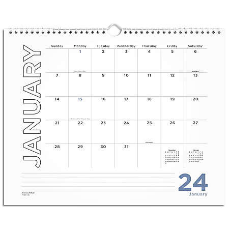 2024 AT-A-GLANCE® Monthly Wall Calendar, 15" x 12",
