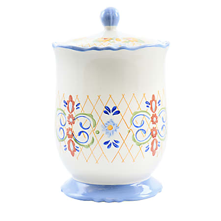 Gibson Laurie Gates California Designs Tierra Hand-Painted Stoneware Canister, 2.7-Quart, Multicolor