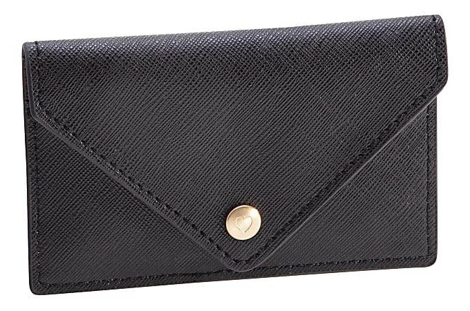 Realspace® Faux Leather Business Card Holder, Black
