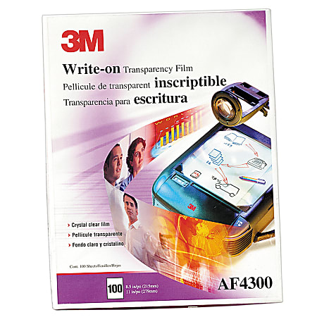 3M™ Write-On Transparency Film, 8.5" x 11", Pack Of 100