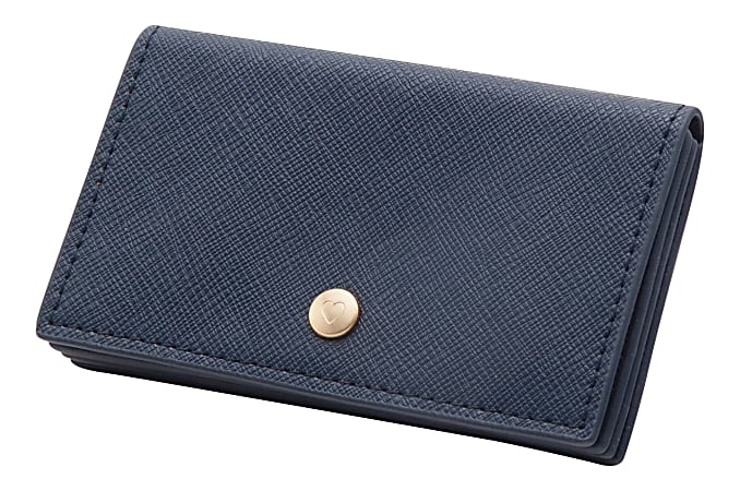 Realspace® Faux Leather Business Card Holder, Navy