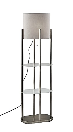 Adesso® Norman 2-Shelf Lamp, 60-1/2"H, Gray & White