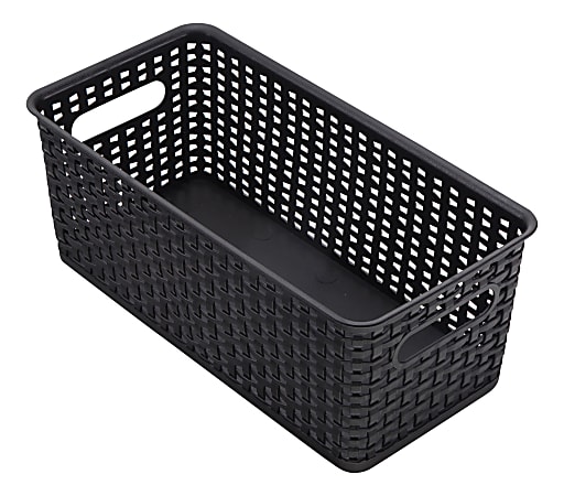 Realspace Plastic Weave Bookshelf Bin Small Size Black - Office Depot