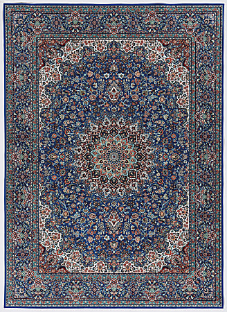 Linon Innova Area Rug, 2-9/53' x 3-9/53', Riene Blue/Ivory