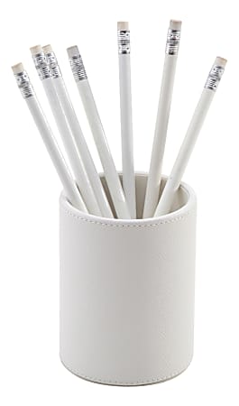 Realspace White Faux Leather Pencil Cup - Office Depot