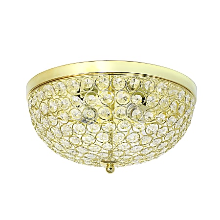 Elegant Designs 2-Light Flush-Mounted Ceiling Light, Gold/Crystal
