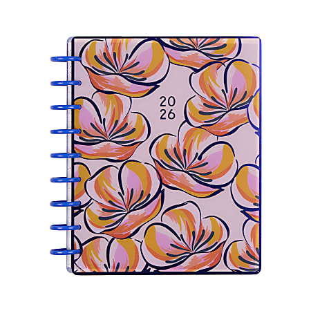 2026 Happy Planner Monthly/Weekly Classic Dated Disc Bound Planner, 7" x 9-1/4", Flower Burst Pink, January To December, PD0076C018