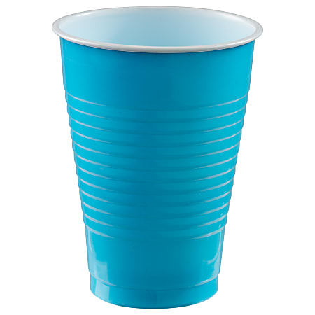Amscan 436811 Plastic Cups, 12 Oz, Caribbean Blue, 50 Cups Per Pack, Case Of 3 Packs