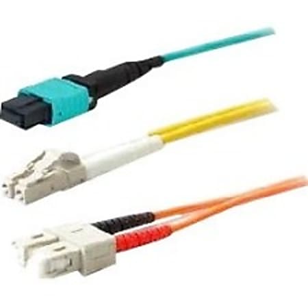 AddOn 30m MPO (Male) to MPO (Male) 12-strand Aqua OM4 Crossover Plenum-Rated Fiber Patch Cable