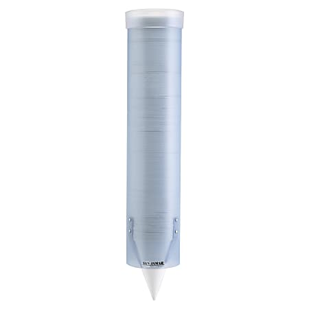 San Jamar Adjustable Frosted Water Cup Dispenser, 16" x 3 1/4", Blue