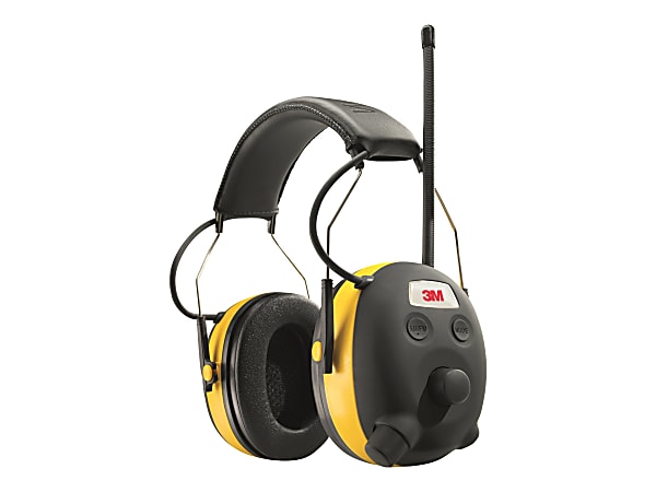 3M WorkTunes Connect Wireless Hearing Protector Headset with radio full  size Bluetooth wireless black yellow Office Depot