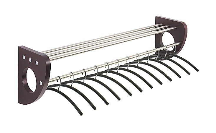 Safco® Mode Coat Rack With 12 Hangers, 2"H x 36"W x 2 3/4"D, Mahogany