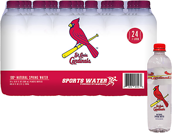 St. Louis Cardinals Sports Water, Natural Spring Water, 16.9 Oz, Pack of 24 Bottles