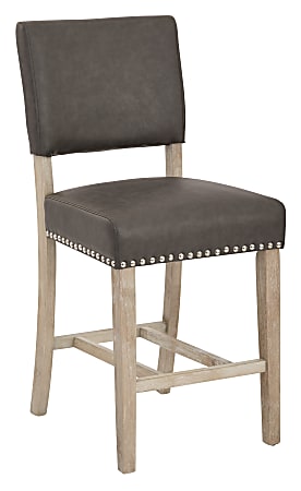 Office Star™ Avenue Six Carson Bonded Leather Counter Stool, Elite Pewter/Sand
