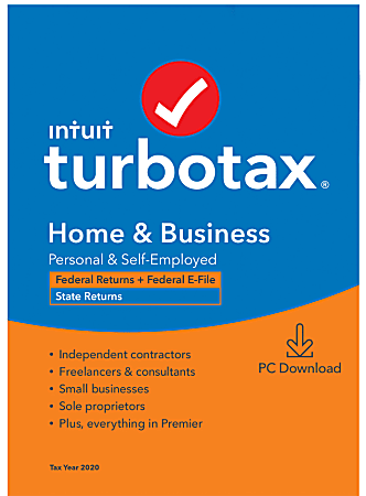 TurboTax Desktop Home & Business 2020 Federal Efile + State (Windows)