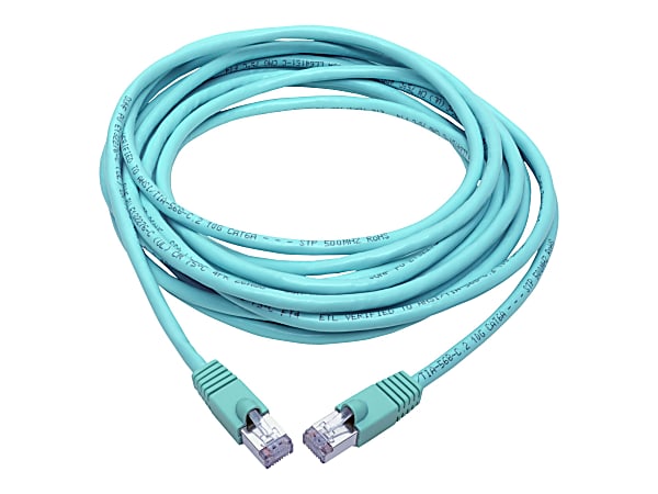 Tripp Lite Cat6a Snagless Shielded STP Patch Cable 10G, PoE, Aqua M/M 25ft - First End: 1 x RJ-45 Male Network - Second End: 1 x RJ-45 Male Network - 1.25 GB/s - Patch Cable - Shielding - Aqua