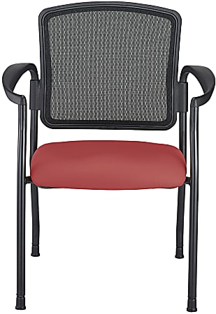 WorkPro® Spectrum Series Mesh/Vinyl Stacking Guest Chair With Antimicrobial Protection, With Arms, Red, Set Of 2 Chairs, BIFMA Compliant