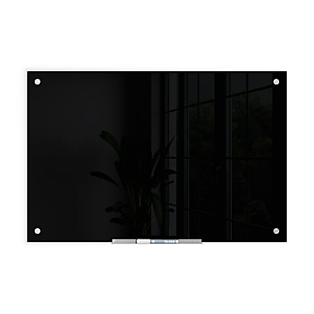 U Brands® Glass Non-Magnetic Dry-Erase Board, 36" X 24", Black Surface, Frameless, Actual Size 35" X 23" (170U00-01)