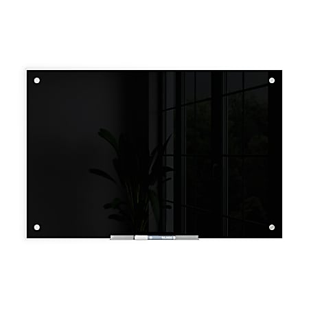 U Brands Frameless Non-Magnetic Glass Dry Erase Board, 35 X 23, Black