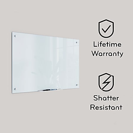 Black Glass Dry Erase Board, 35 x 23, Black Surface