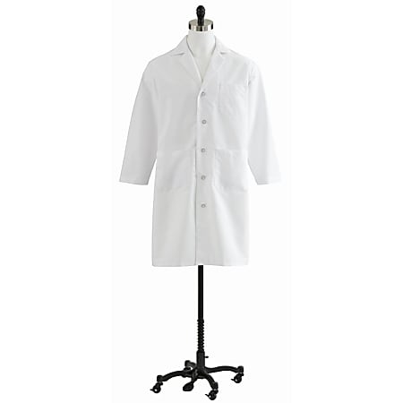 Medline Men's Full-Length Lab Coat, Size 34, White
