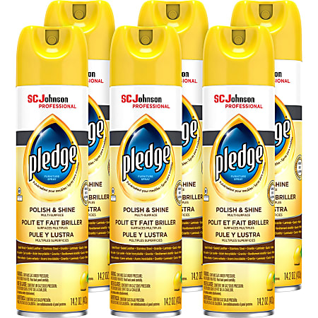 Pledge Lemon Enhancing Polish - 14.2 fl oz (0.4 quart) - Lemon Scent - 6 / Carton - White Pledge Lemon Enhancing Polish - 14.2 fl oz (0.4 quart) - Lemon Scent - 6 / Carton - White