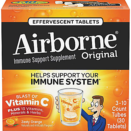 Airborne® Original Effervescent Tablets, Zesty Orange, Pack Of 30