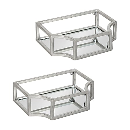 Uniek Kate And Laurel Ciel Wall Shelves, 2-1/2”H x 8”W x 6”D, Silver, Set Of 2 Shelves