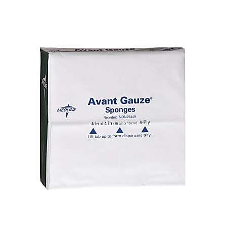Medline Avant Gauze Nonwoven Nonsterile Sponges, 4" x 4", White, Case Of 2,500