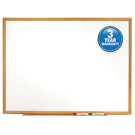 Quartet® Classic Total Erase® Melamine Dry-Erase Whiteboard, 48" x 72", Aluminum Frame With Oak Finish
