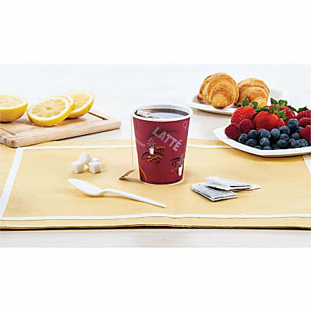 Paper Hot Drink Cups in Bistro Design, 8 oz, Maroon, 50/Pack Paper Hot Drink Cups in Bistro Design, 8 oz, Maroon, 50/Pack