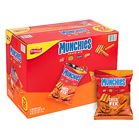 Munchies Cheese Fix Snack Mix Bags, 1.75 Oz, Pack Of 32 Bags