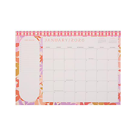 2026 Happy Planner 12-Month Desk Calendar, 12” x 17”, Sunlit Floral, January To December, CD00203002