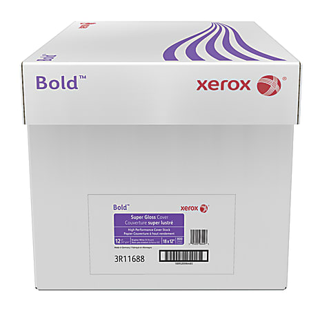 Xerox® Bold Digital™ Super Gloss Cover, Tabloid Extra Size (18" x 12"), 92 (U.S.) Brightness, 12 Pt (247 gsm), FSC® Certified, 200 Sheets Per Ream, Case Of 4 Reams