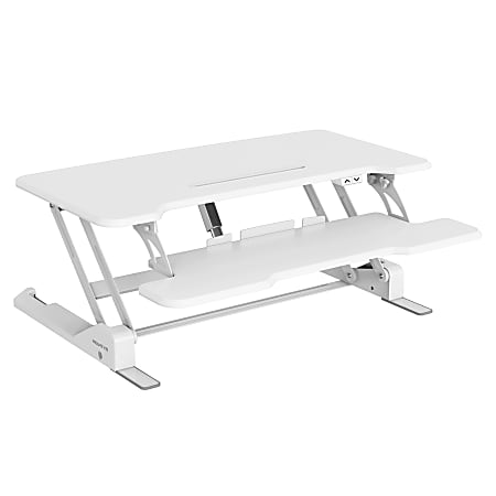 Mount-It! Electric Standing Desk Converter With Adjustable Height And 38"W Desktop, White