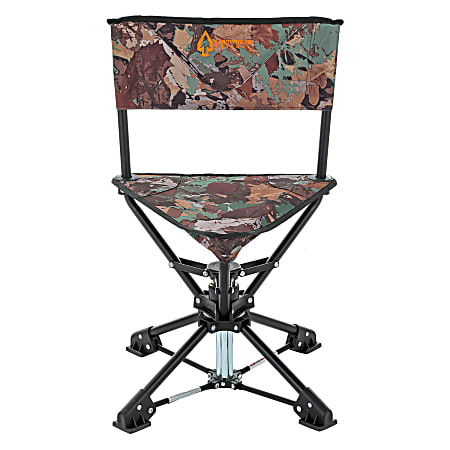 Arrowhead Outdoor™ 360° Swiveling Compact Canvas Hunting Blind And Fishing Chair Stool Seat, Camouflage/Black