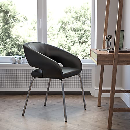 Flash Furniture Fusion Contemporary Bonded LeatherSoft™ Side Reception Chair With Chrome Legs, Black