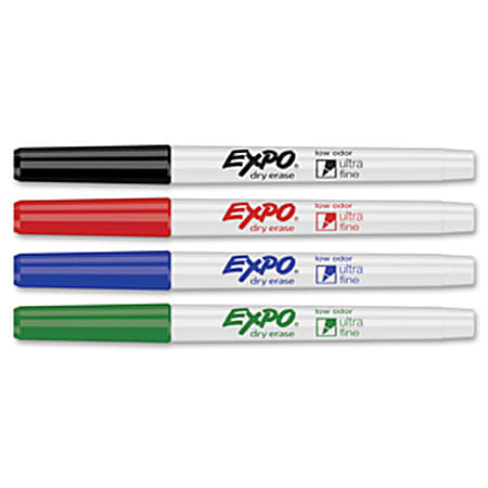 EXPO Low Odor Dry Erase Markers Ultra Fine Point Assorted Colors Pack ...