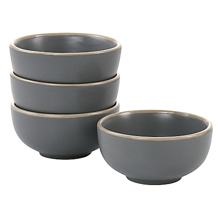 Gibson Home Rockaway 4-Piece Fruit Bowl Set, 3-1/2", Gray