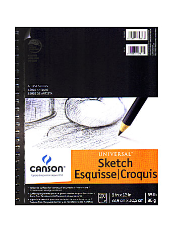 Canson Universal Heavyweight Sketch Pads, 9" x 12", 100% Recycled, 100 Sheets Per Pad, Pack Of 2 Pads