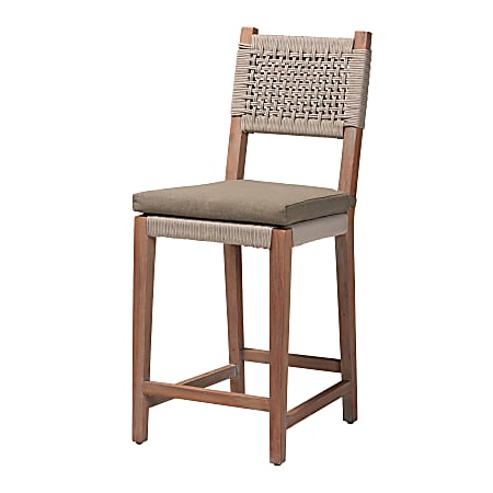 bali & pari Heyna Counter Stool, Gray/Natural Brown