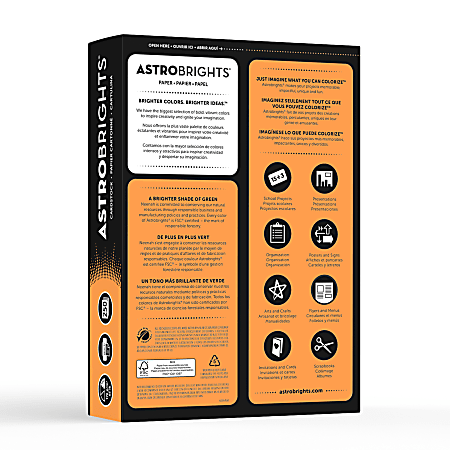 Astrobrights Color Cardstock 8.5 x 11 65 Lb Cosmic Orange 250