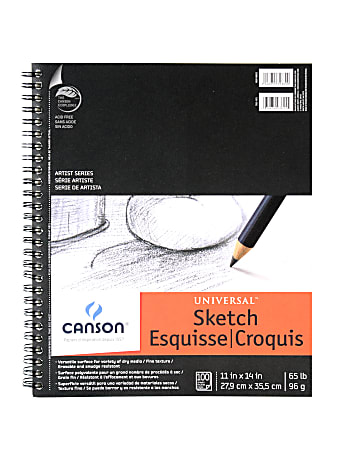 Canson Universal Heavyweight Sketch Pads, 11" x 14", 100% Recycled, 100 Sheets Per Pad, Pack Of 2 Pads