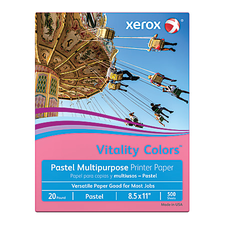 Xerox® Vitality Colors™ Color Multi-Use Printer & Copy Paper, Cherry, Letter (8.5" x 11"), 500 Sheets Per Ream, 20 Lb, 30% Recycled