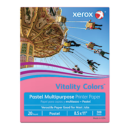 Xerox® Vitality Colors™ Color Multi-Use Printer & Copy Paper, 1 Ream, Cherry, Letter (8.5" x 11"), 500 Sheets Per Ream, 20 Lb, 30% Recycled