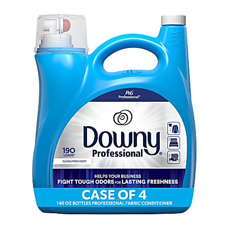 Downy Professional Commercial Liquid Fabric Softener, Clean & Fresh Scent, 140 Fl Oz, Set Of 4 Bottles