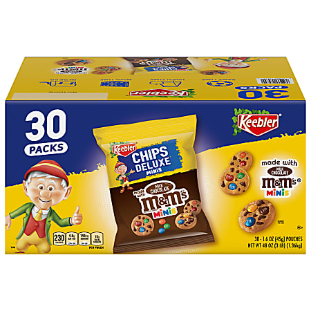 Keebler M&M Cookie Packs, 1.6 Oz, Box Of 30