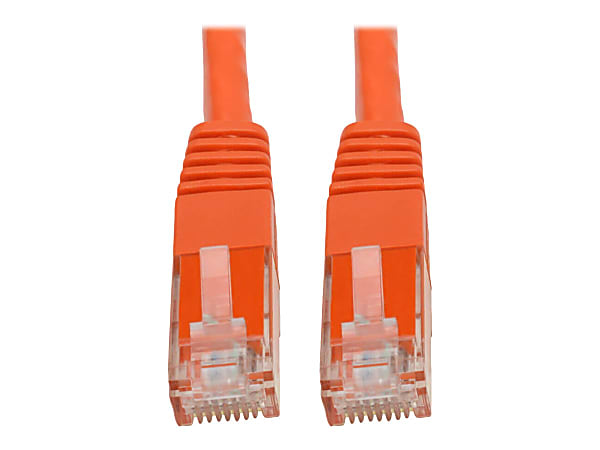Tripp Lite Cat6 Cat5e Gigabit Molded Patch Cable RJ45 MM 550MHz Orange 25ft 25' - 1 x RJ-45 Male Network - 1 x RJ-45 Male Network - Gold Plated Contact - Orange