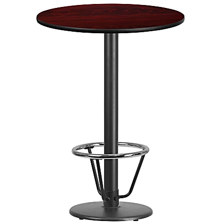 Flash Furniture Round Bar-Height Table With Foot Ring, 43-3/16"H x 30"W x 30"D, Mahogany
